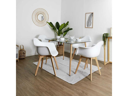 Meublori - Set of 6 Armchairs with White Seats