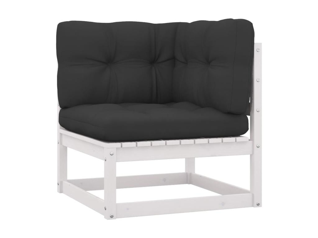 10-piece garden furniture set with cushions, white, solid pine wood