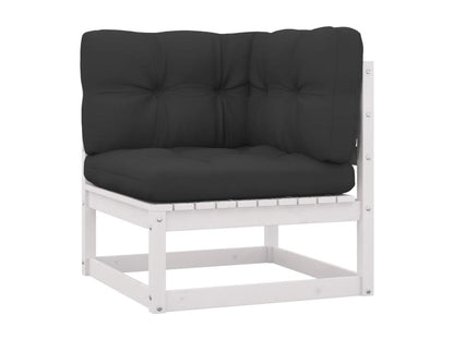 10-piece garden furniture set with cushions, white, solid pine wood