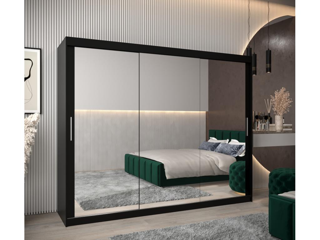 Laviecasa 3 Sliding Door Wardrobe 200/250/62 3 Doors Black/Black XAQL71023