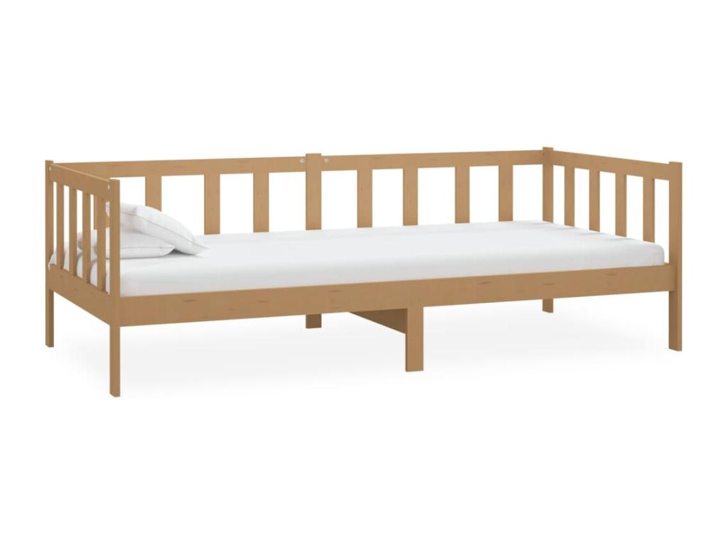 Daybed and mattress 90x200cm Honey brown Solid pine wood