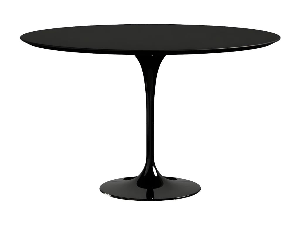 Round Tulip Table - Matte Black Top - Diameter 150 cm - Glossy Black Base GIMN46172