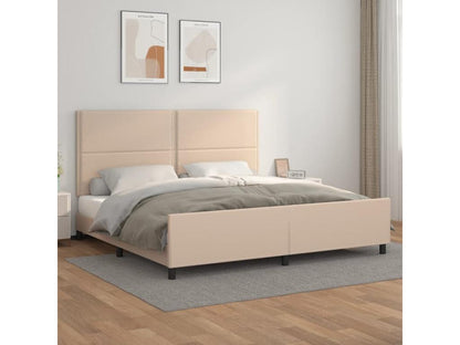 Cappuccino bed frame with headboard, 200x200 cm, faux leather