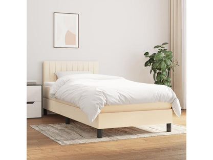 Upholstered bed base with mattress, Cream 80x200, Fabric 4