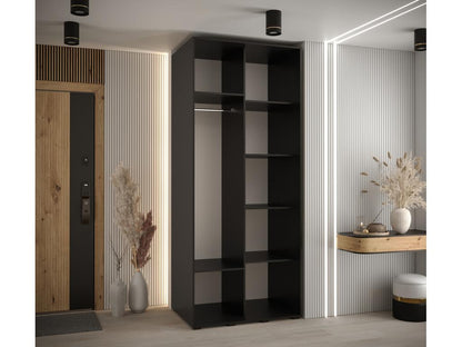 Meublori 1 Sliding Door Wardrobe 235.2/100/60 2 Doors Black/Black