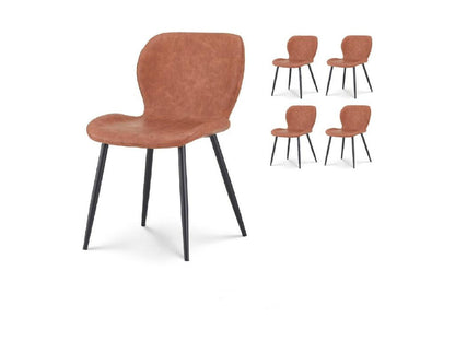 Set of 4 NINALOU dining chairs in brown faux leather BJKG81020