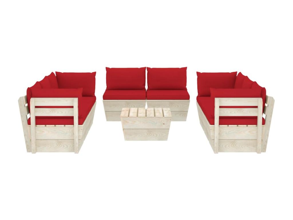 9-piece pallet garden furniture set with cushions, impregnated spruce, QIBU52606