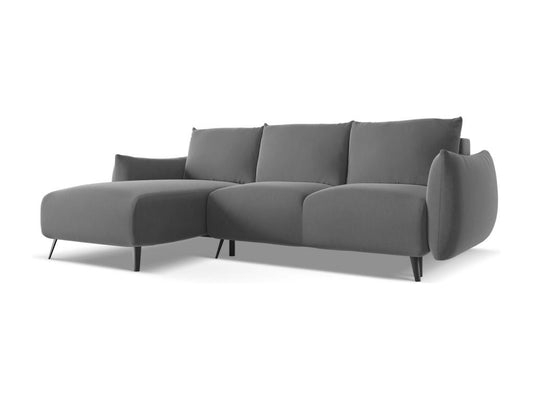 Left-hand corner sofa bed in velvet - grey - Meublori