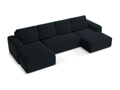 Convertible panoramic corner sofa in velvet - blue Meublori