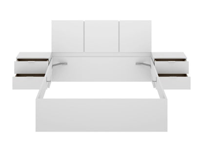Bed headboard set, set of 2 bedside tables with 2 drawers, bed frame 140x190 cm, white color FSRE62524