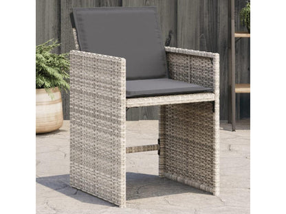 Garden chairs with cushions, set of 4, light grey poly rattan