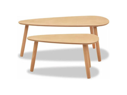 Laviecasa Triangular Coffee Table in Light Wood with Solid Light Pine Legs - Set of 2 AVYY88927