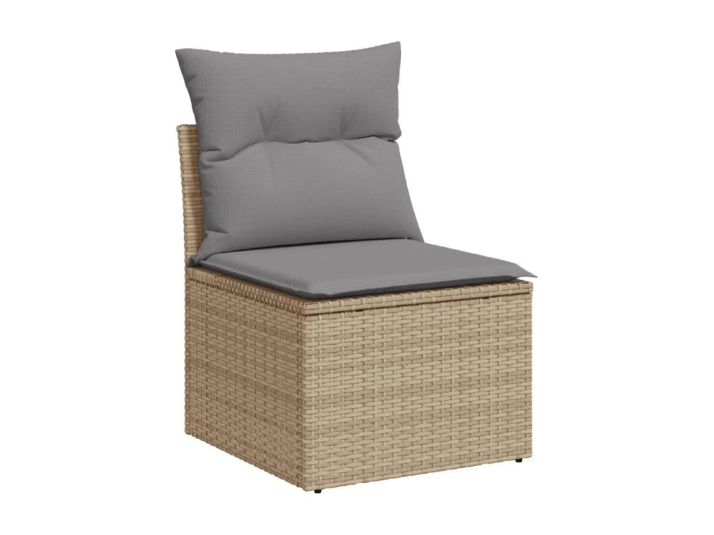 10-piece garden furniture set and cushions, méLaviecasa beige woven resin FRZD96465