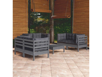 7-piece garden furniture set with cushions, solid pine wood