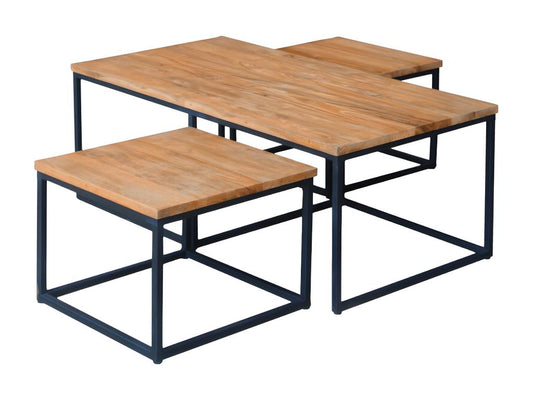 3 nesting coffee tables in recycled teak wood and metal - Laviecasa 01 MKIS88957