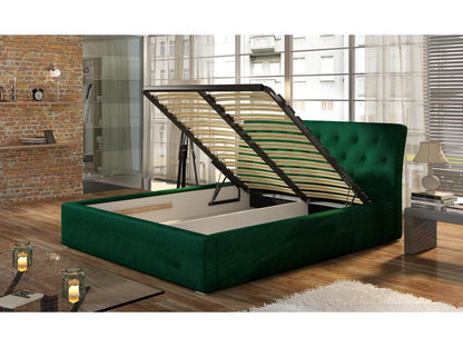 Venizia Upholstered Faux Leather Bed - Brown - 160x200cm - Version with Slatted Base DDJM64663