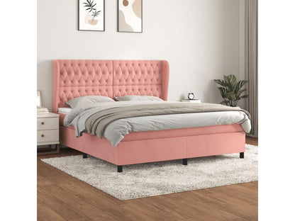 Upholstered bed base with mattress, Pink, 180x200 cm, Velvet, PYOW37058
