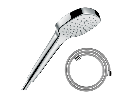 Laviecasa Select E EcoSmart shower head, white/chrome, Laviecasa Designflex 125cm chrome shower hose PMDJ21489