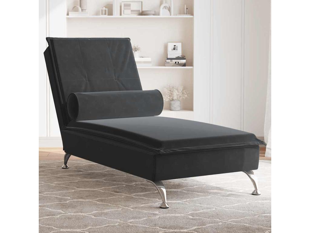 Massage chaise lounge with black velvet bolster