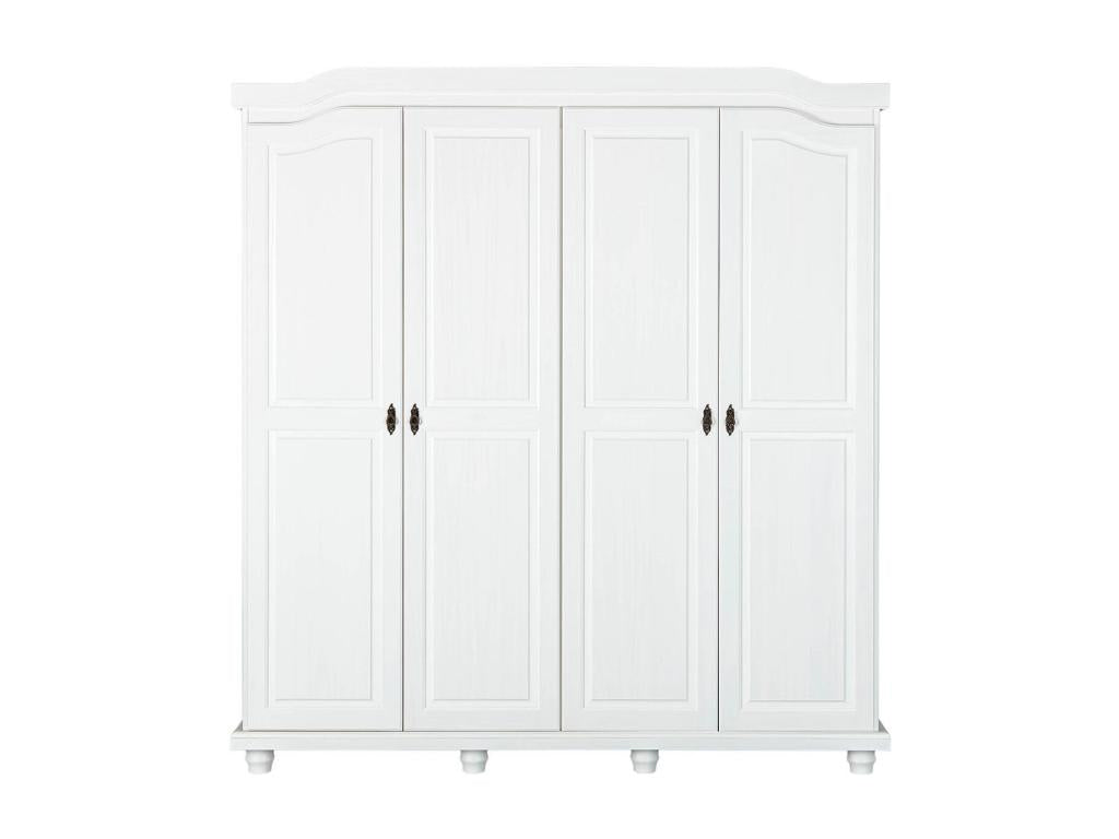 Meubiana - 4-Door Wardrobe, Solid White Wood