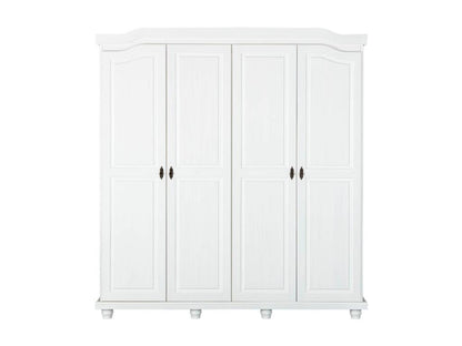 Meubiana - 4-Door Wardrobe, Solid White Wood