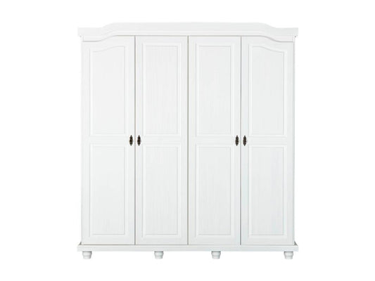 Meubiana - 4-Door Wardrobe, Solid White Wood