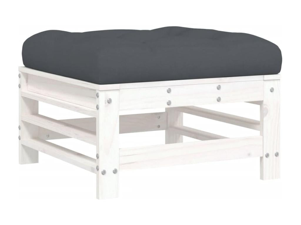 6-piece garden furniture set with cushions, white, solid wood