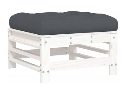 6-piece garden furniture set with cushions, white, solid wood