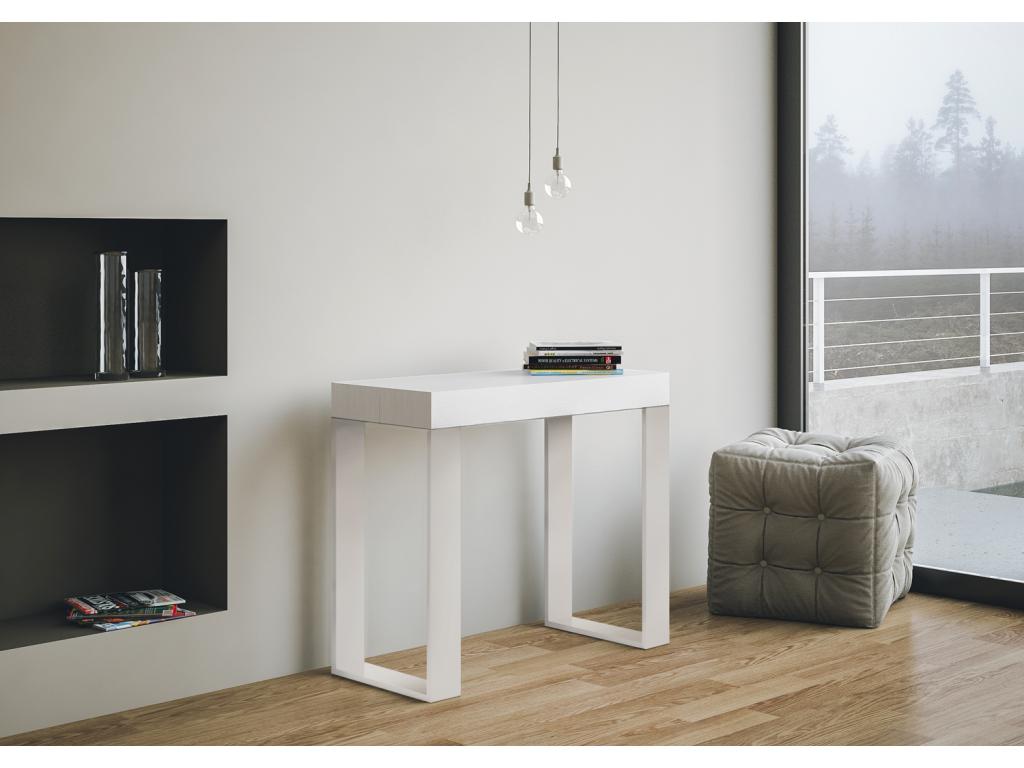 Extendable Console Table 90x40/196 cm Tecno Small White Ash White Frame KOUV93357