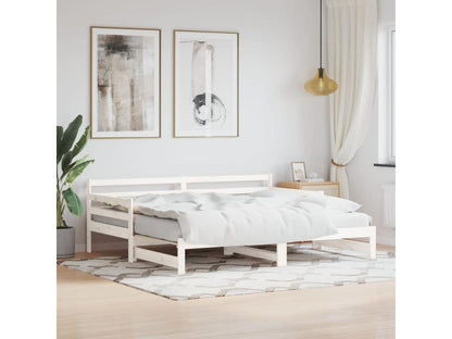 Daybed with pull-out bed, white, 90x190 cm, solid pine wood, HNIZ32180