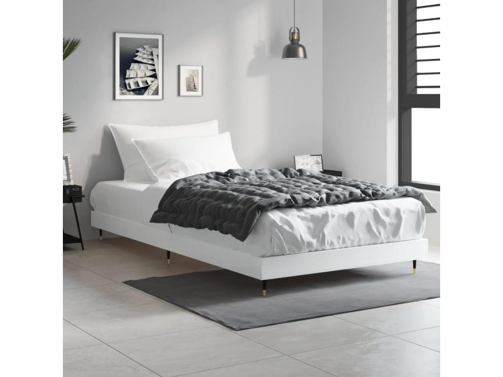 White bed frame 90x200 engineered wood