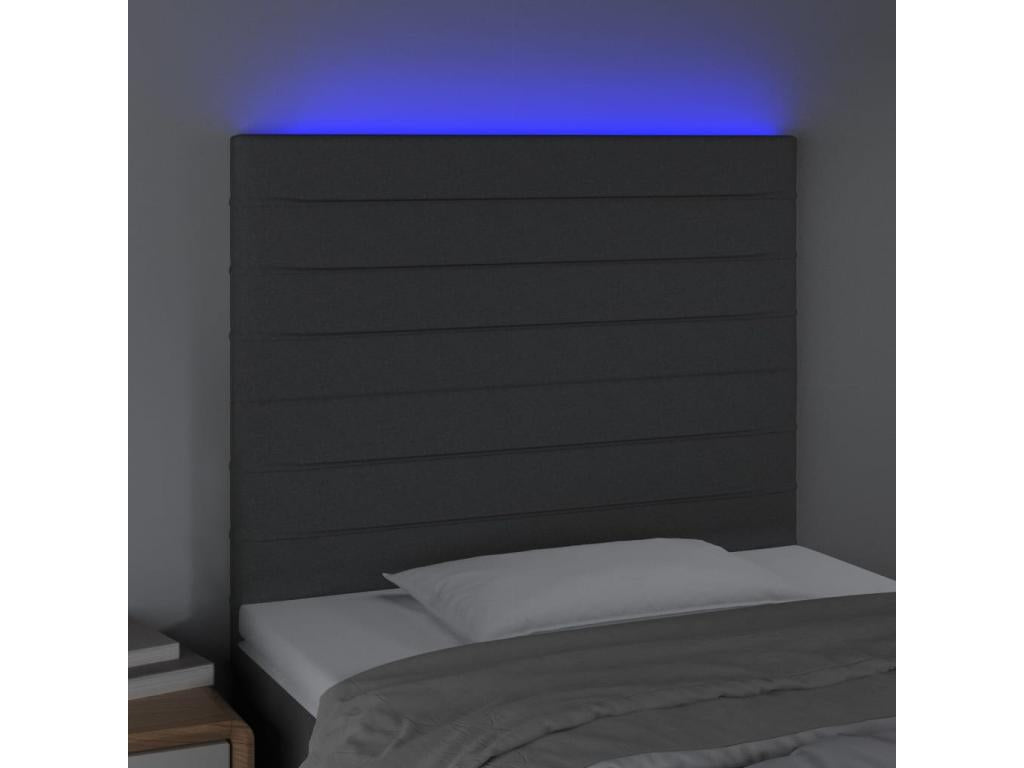 Dark Grey LED Headboard 100x5x118/128 cm Fabric