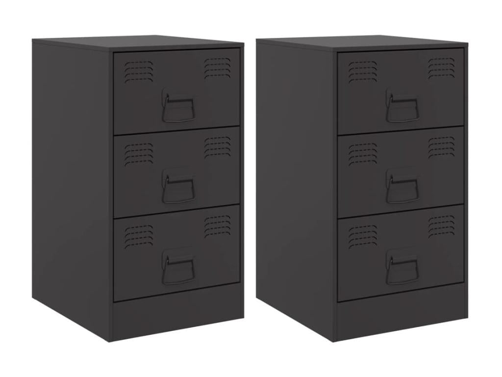 Laviecasa Premium - 2-piece bedside tables, black, 34.5x39x62 cm, steel, FOOP99868