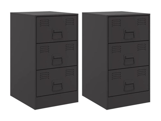 Laviecasa Premium - 2-piece bedside tables, black, 34.5x39x62 cm, steel, FOOP99868