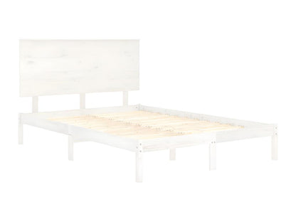 White bed frame without mattress, 135x190 cm, solid wood