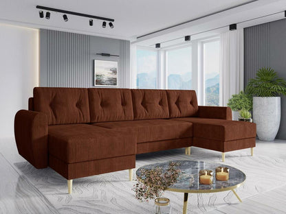 Laviecasa 140 Brown Corner Sofa with Sleeping Function and Bedding Box, 307x139x95cm OHLG58962