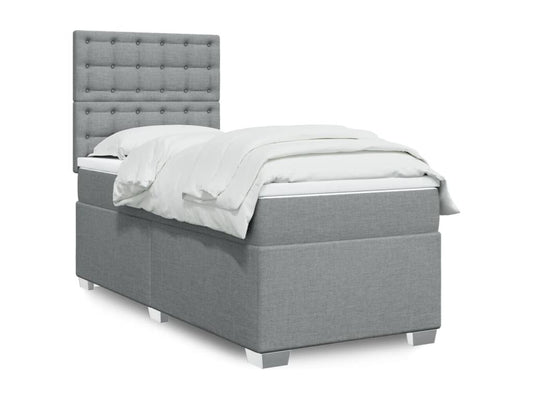 Meublori bed base with light grey mattress 100x200cm fabric