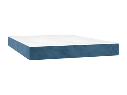 Upholstered bed base and mattress, dark blue, 140x200cm, velvet