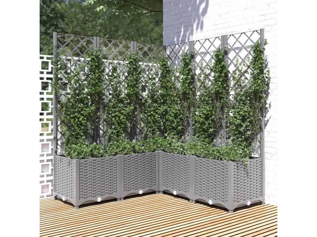 Planter with trellis, light grey, 120x120x136 PP YGEA81942