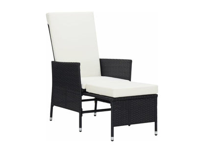 2-piece garden furniture set with cushions, black woven resin