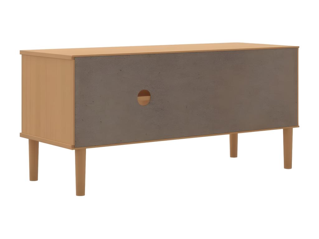 Laviecasa TV stand, brown rattan look, 106x40x49cm, solid pine wood, AWDG45122