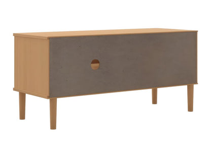 Laviecasa TV stand, brown rattan look, 106x40x49cm, solid pine wood, AWDG45122