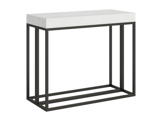 Extendable console table 90x40/196 cm Epoca Small Premium White Ash with Anthracite frame KGUY70187