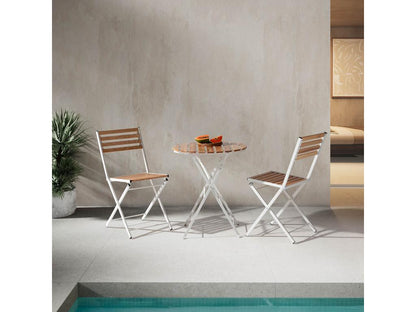 Laviecasa folding garden table in wood and white metal ITSP66022