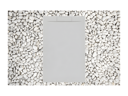 Shower tray 135x65 cm GREY Meublori PLUS line Made of resin and marble powder With side grate IN MARBLE RESIN