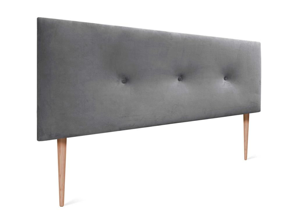 Laviecasa Smooth Velvet Headboard with Buttons 145x115 with Bed Legs 120/135/140 - Ash Grey WURH40667