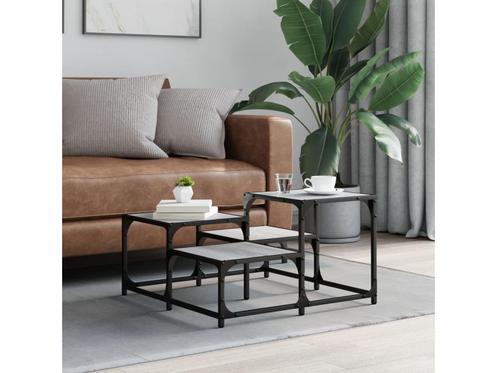 Meublori coffee table, grey, 68x68x40 cm, engineered wood