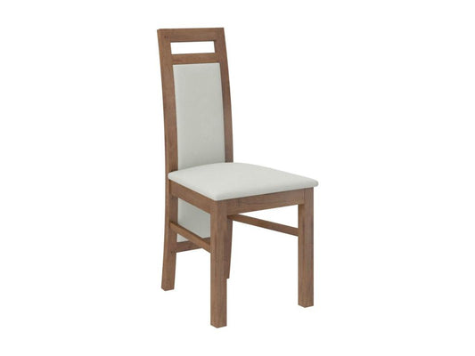 Brown wood and fabric chair, Meublori-Tissu 27124