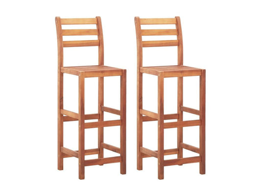 Meublori Natural Wood Bar Stools - Set of 2
