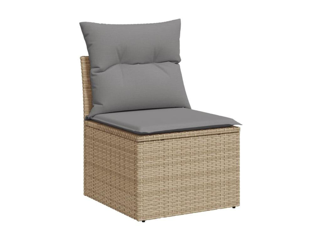 10-piece beige resin wicker garden furniture set with cushions TCHC23551